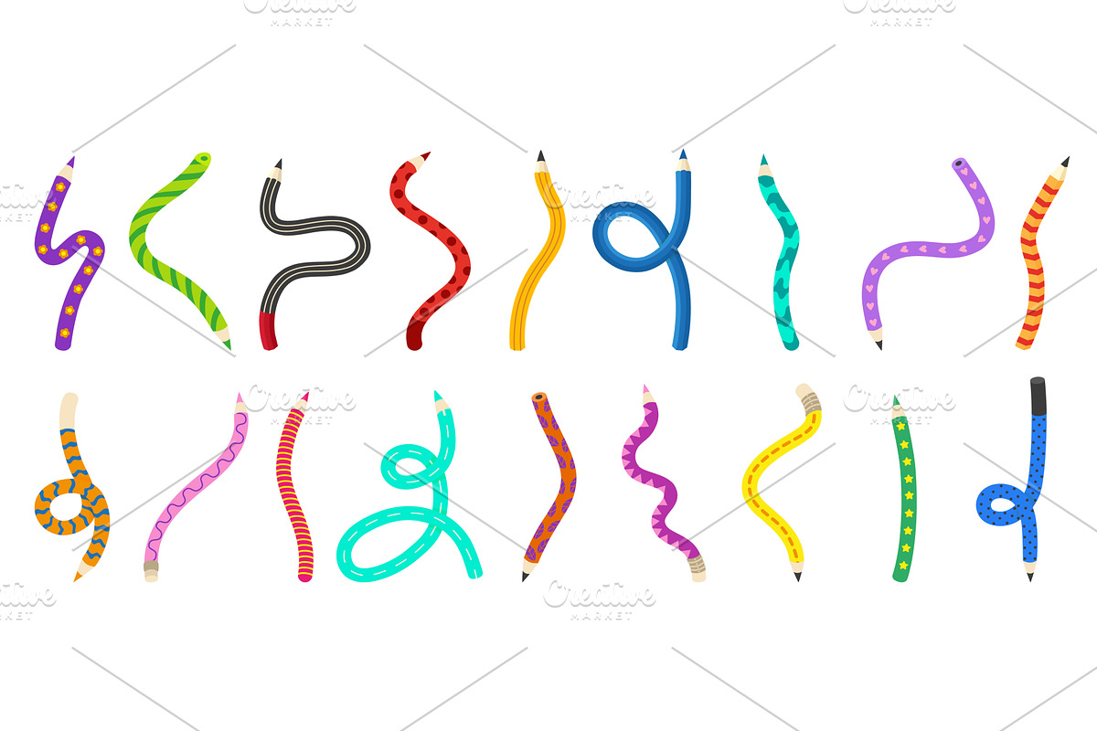 Flexible textured pencils. Curved, an Education Illustration by Valerie Bodnar