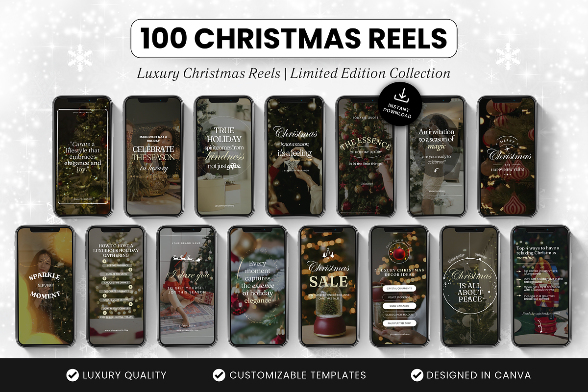 100 Luxury Christmas Reels Templates, a Social Media Template by DigiPax (Photo 1 of 10)