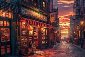Painting of a City Street at Sunset, a Photo by Iftikhar Alam