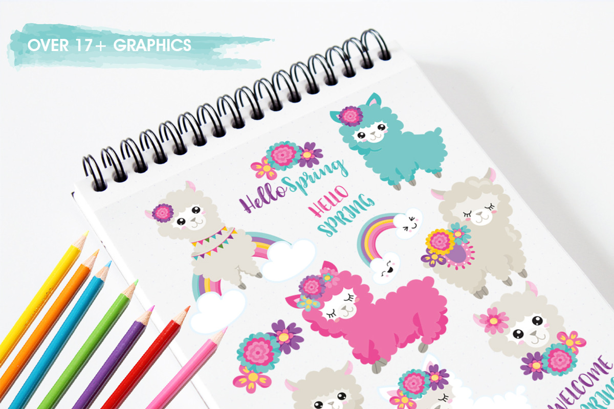 Spring Llamas, an Illustration by PrettyBundles (Photo 3 of 5)