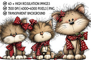 Cute Christmas Cat Clipart Bundle, an Illustration by Pixels.Craft (Thumbnail 4 of 6)