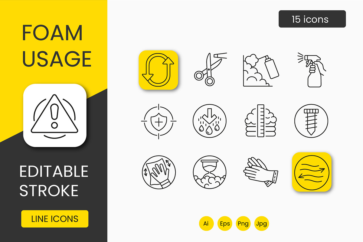 Polyurethane foam vector line icon, an Outline Icon by Grand Design (Photo 1 of 3)