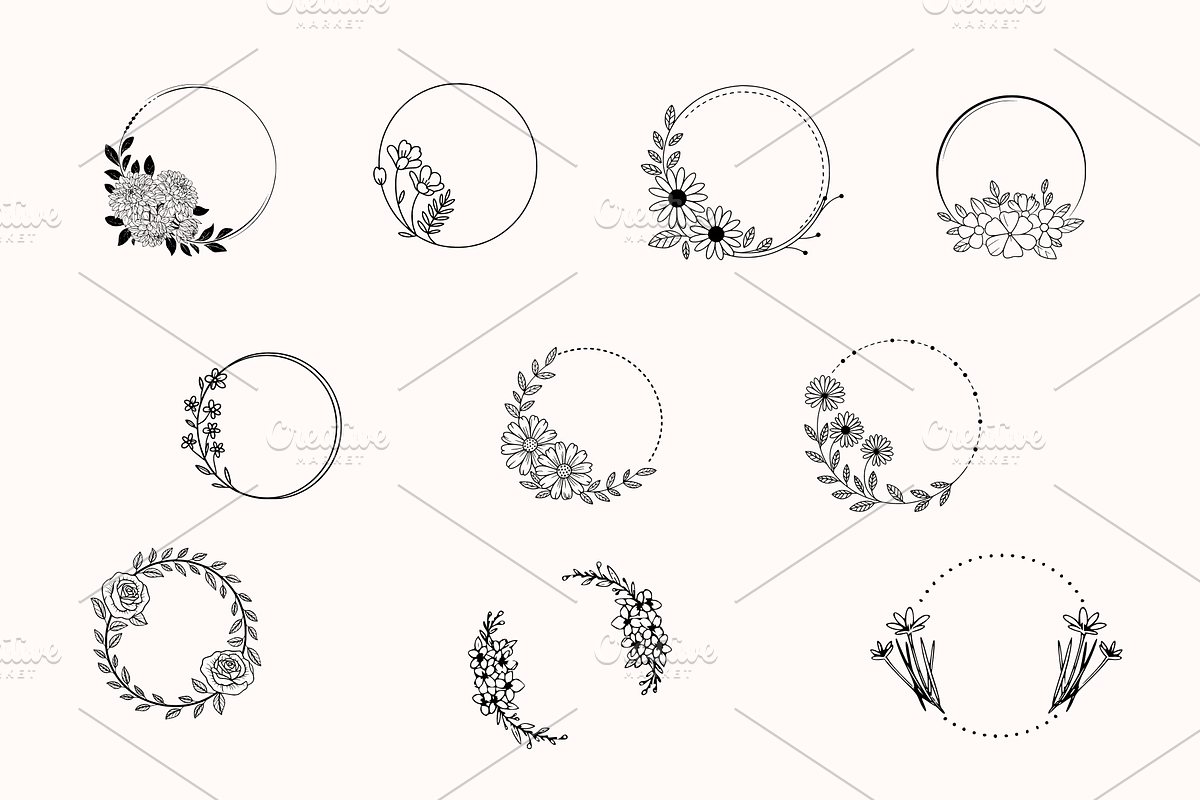 40 Wreath Hand Drawn Bundle Svg, a Decorative Illustration by BoudaTemplate (Photo 2 of 3)