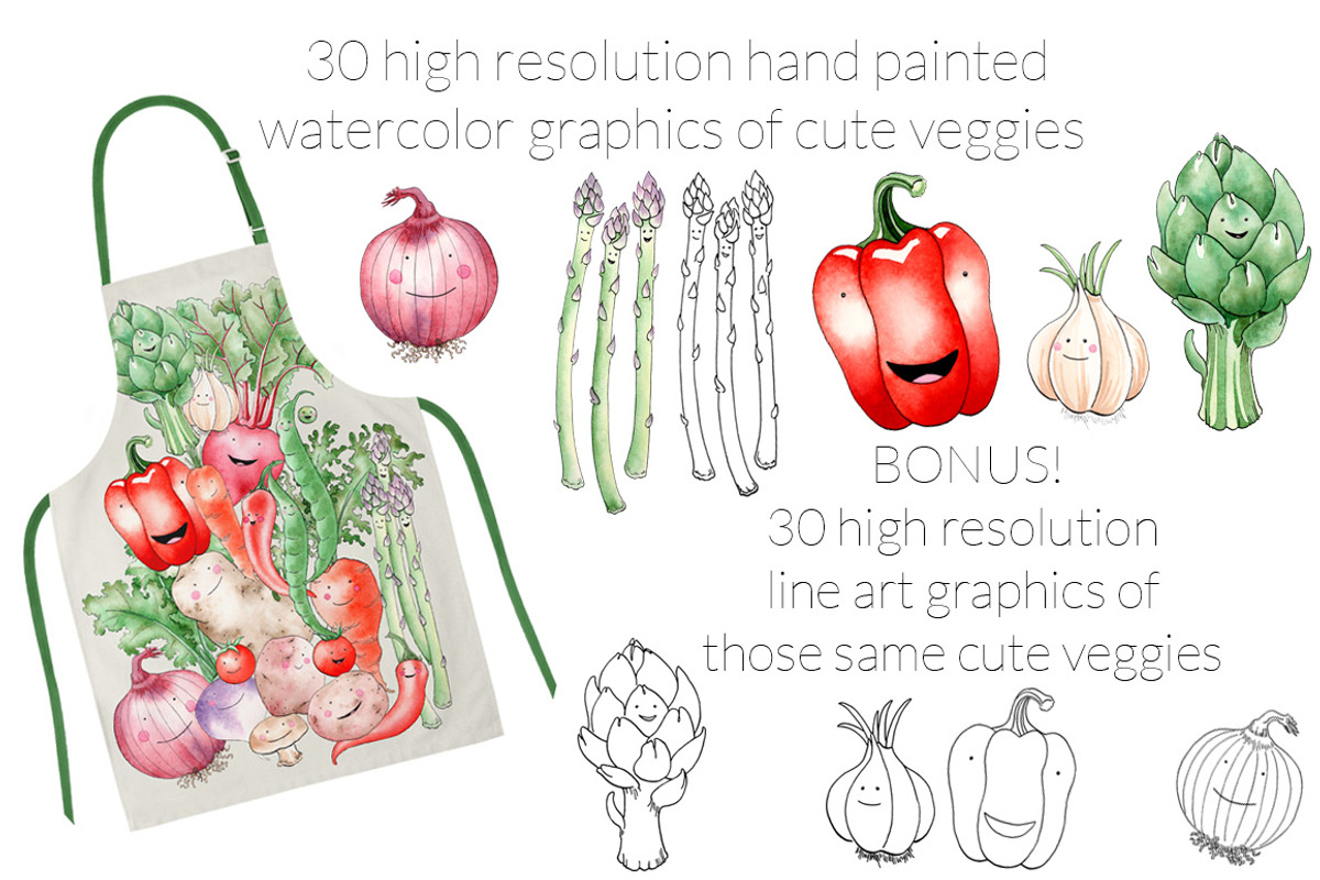 Happy Watercolor Vegetables, a Food Illustration by AmberLenaEngle (Photo 3 of 5)