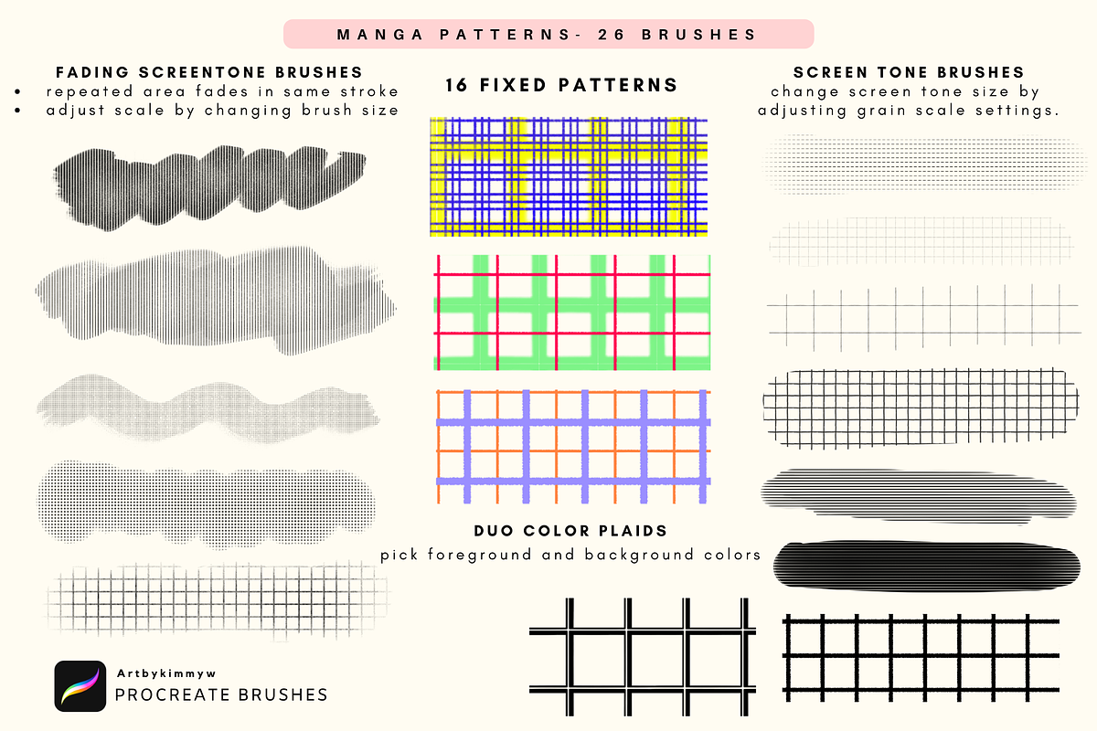 Procreate Manga Essentials Pack 2, a Brush Add-On by Artbykimmyw