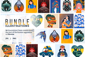 Stand with Ukraine. Illustrations