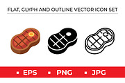 Grilled Steak Icon Set Vector, an Outline Icon by Artonix (Thumbnail 1 of 2)
