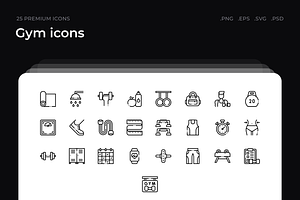Gym icons, an Outline Icon by Wencory