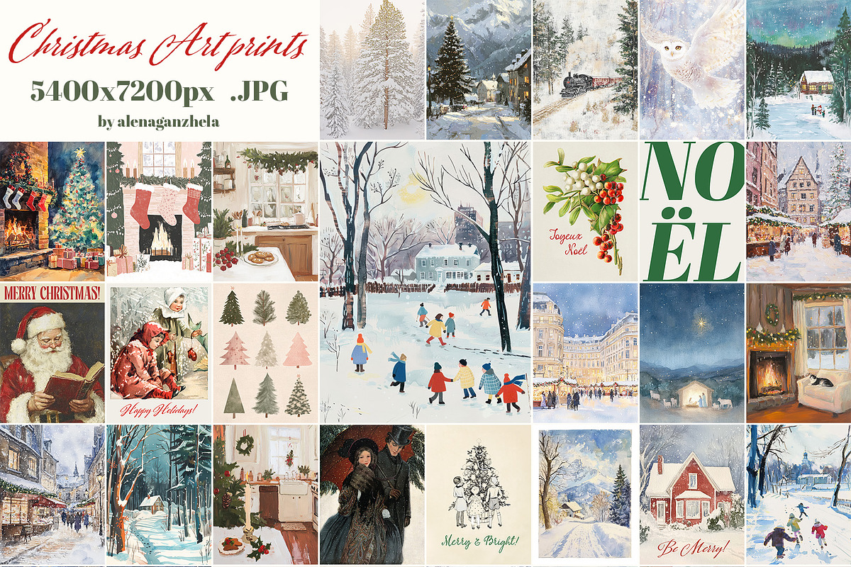 TRADITIONAL CHRISTMAS Art Prints, a Background Graphic by alenaganzhela (Photo 8 of 9)