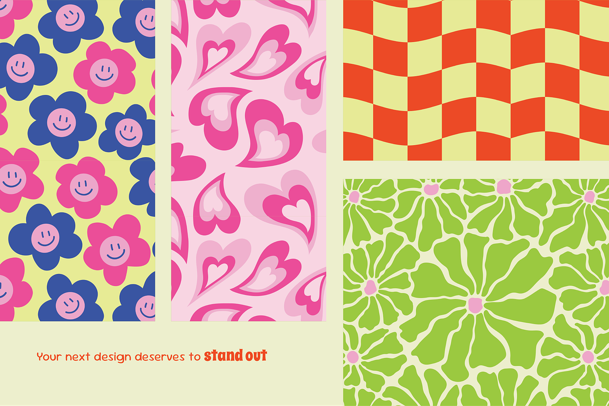 Groovy Seamless Pattern – Vector Set, a Decorative Illustration by Invisual Studio (Photo 10 of 10)