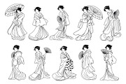 Traditional Japanese Women Vector, a Decorative Illustration by Andres M Rodriguez (Thumbnail 3 of 3)