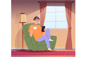 Relax on armchair. happy man sitting, a Food Illustration by Onyx