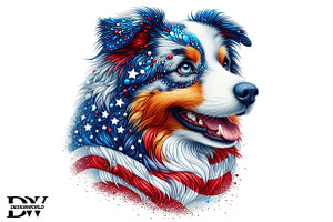 American Dog Patriotic Dog USA, an Illustration by Designworld