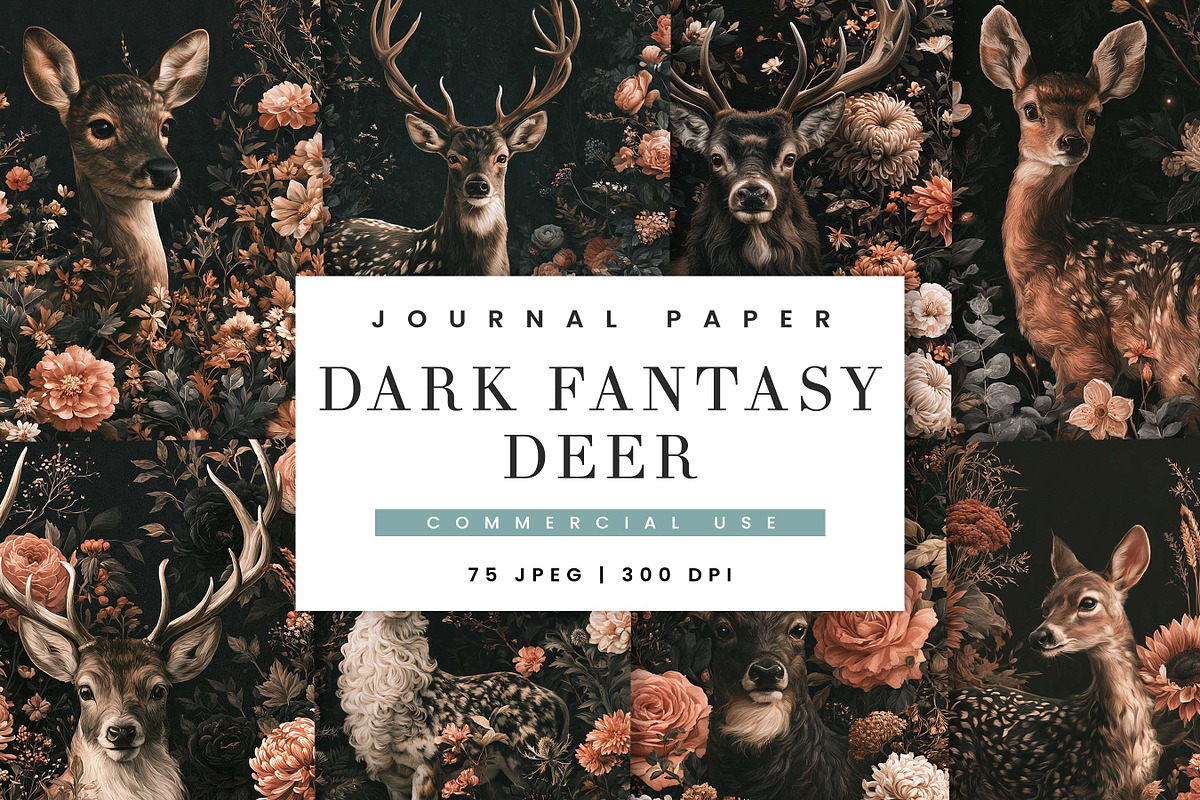 Dark Fantasy Deer Journal Paper, a Background Graphic by BusyDaydesign (Photo 1 of 7)