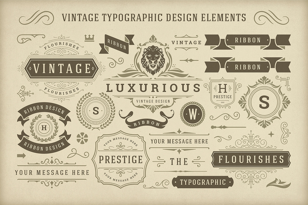 Vintage Typographic Design Elements, an Object Graphic by Vasya Kobelev (Photo 3 of 5)