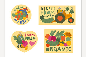Organic food, gardening, farming, a Food Illustration by Anna's Shop