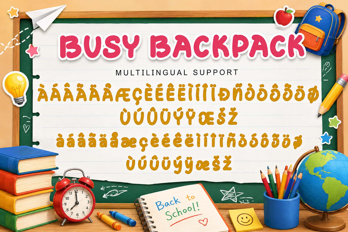 Busy Backpack, a Handwritten Font by Yoga Letter (Photo 6 of 6)