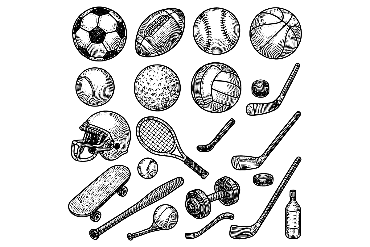 Sports Equipment Set, an Object Graphic by nikagraphic