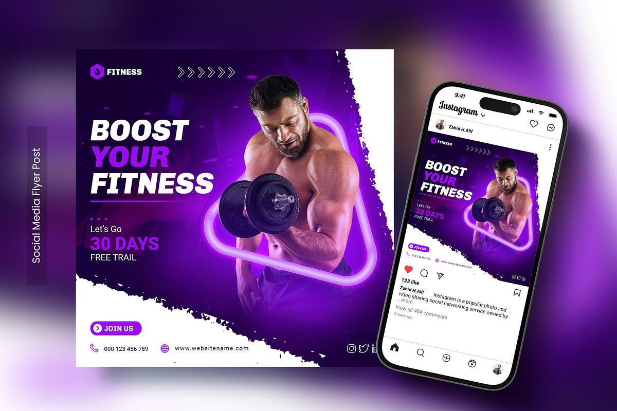 Gym social media flyer post template, a Design Template by zahidhossainalif (Photo 1 of 2)