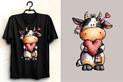 Whimsical Valentine Cow Clipart, an Illustration by SVGArt (Thumbnail 2 of 8)