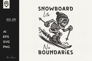 Snowboard Skeleton Design, a Sport Illustration by shaondesigns