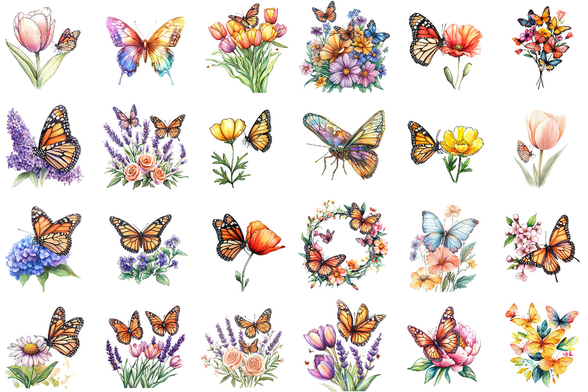 Floral Butterfly Monarch Spring Clip, an Illustration by Sublimation Artist (Photo 2 of 6)