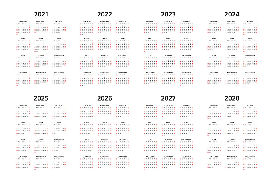 Calendar 2021, 2022 and 2028, an Icon by Volyk