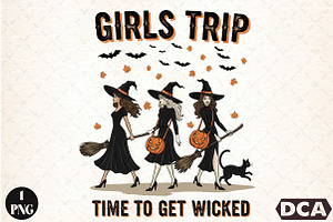 Halloween Fall Witch Girls Trip Autu, an Illustration by DreamCafeArt