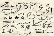 90 Hand Drawn Arrow & Symbol Brushes, a Brush Add-On by Graphicsfuel (Thumbnail 1 of 3)