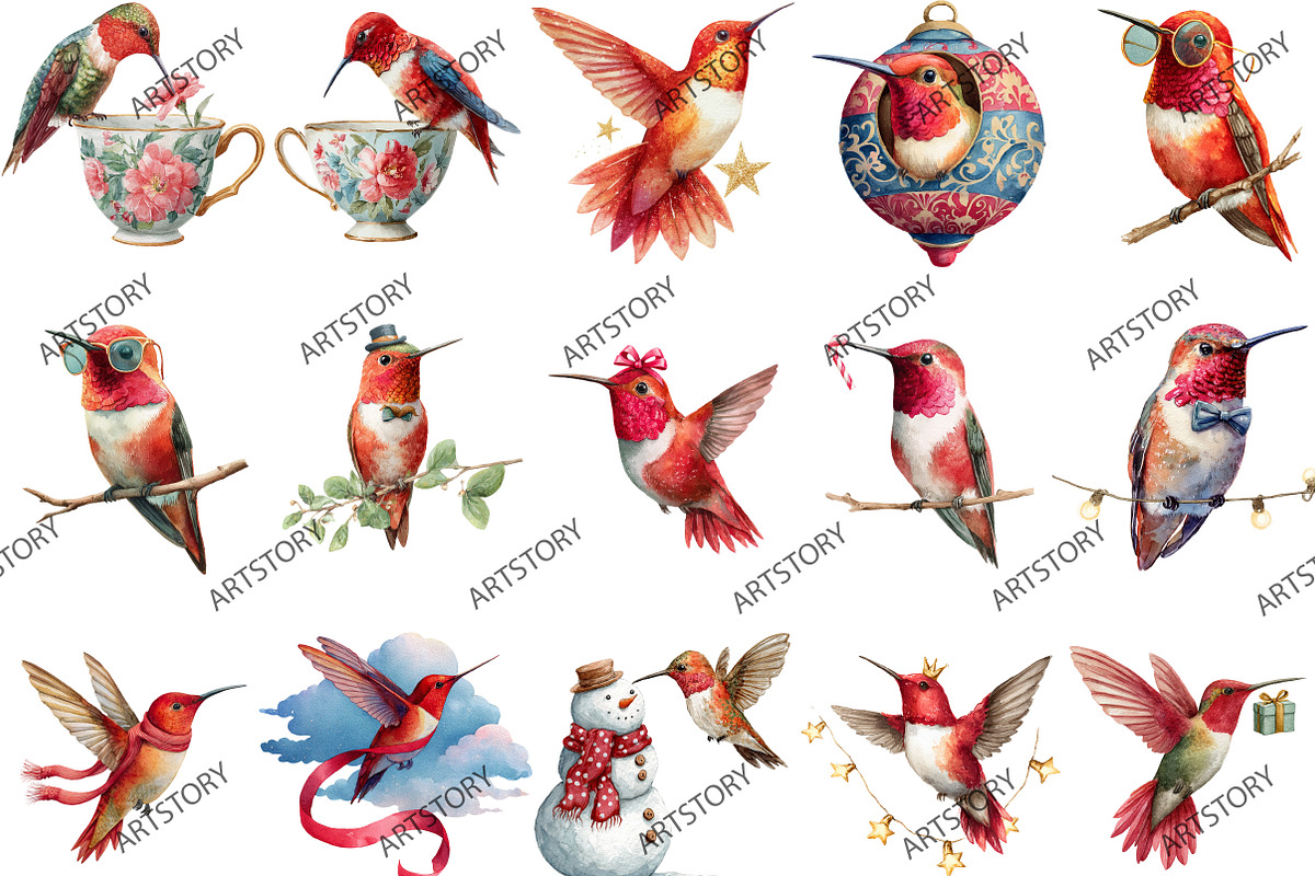 Funny Red Hummingbird Clipart, an Illustration by designcity5 (Photo 2 of 5)
