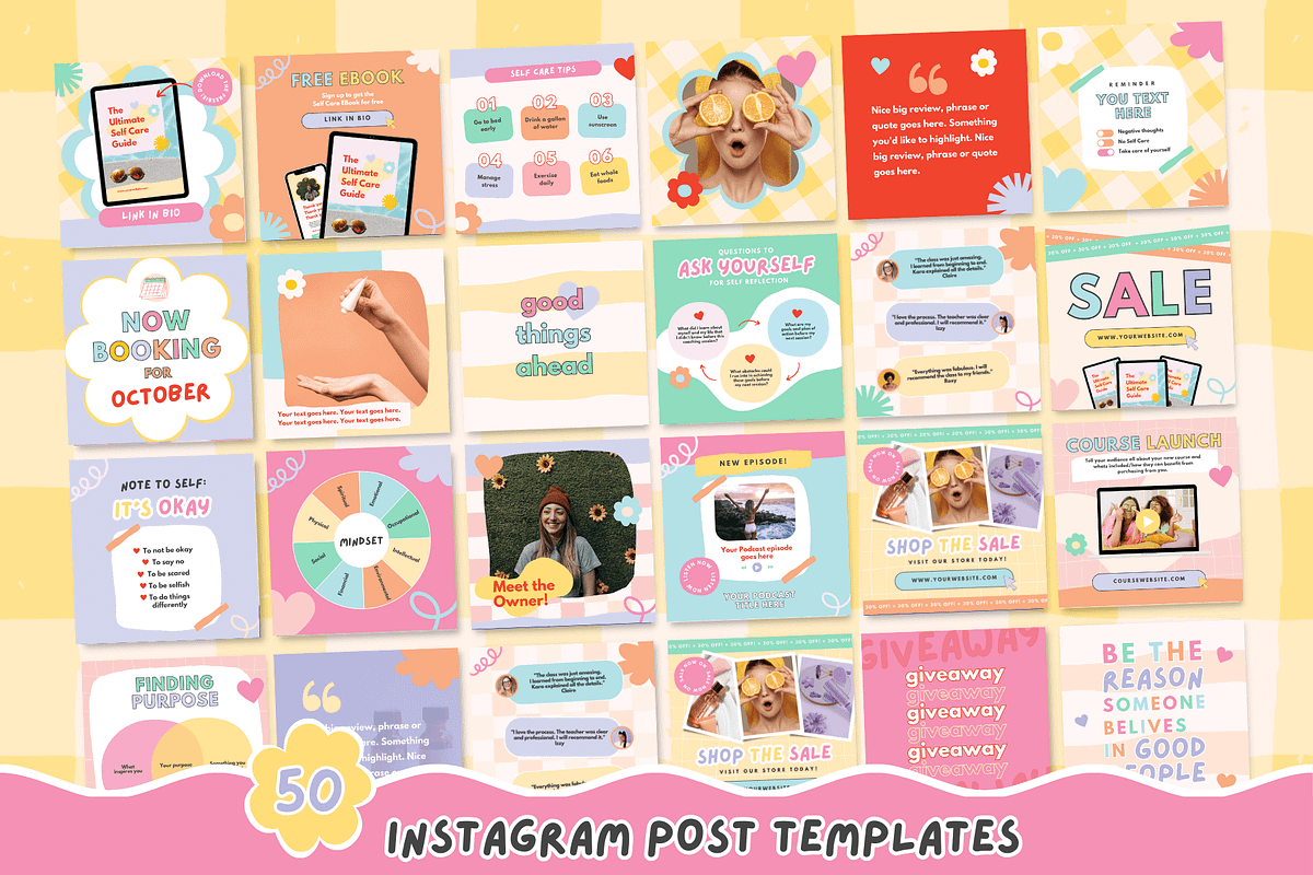Colorful Instagram Post Template, a Social Media Template by Kurly Creative (Photo 2 of 11)