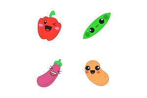 Vegetables Cute Kawaii Characters