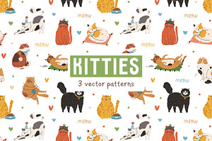 Cute Cats Seamless Patterns