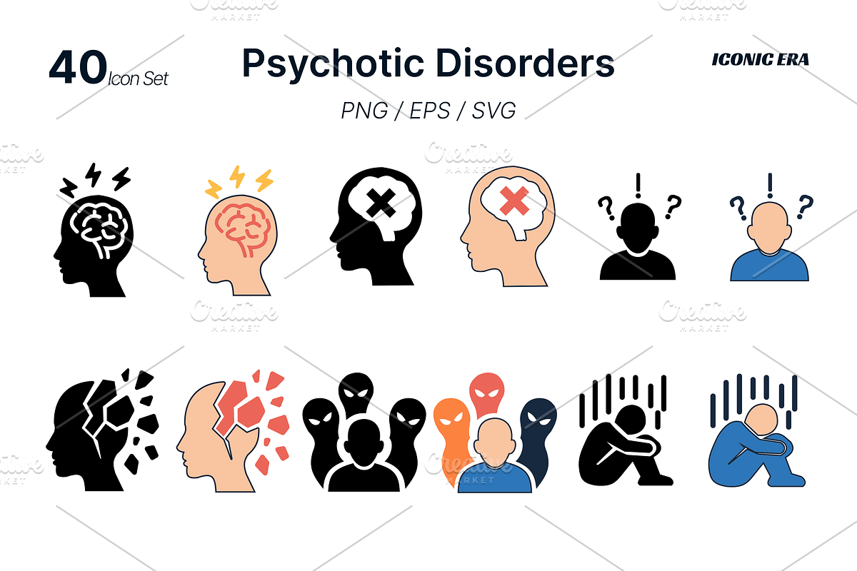 40 Psychotic Disorders Icon Set, a Healthcare Illustration by Iconic Era (Photo 1 of 3)