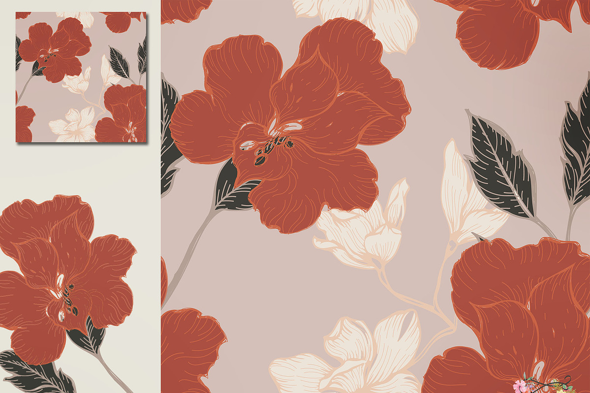 28 EPS/JPG flowers background., a Pattern Graphic by Theraphosath (Photo 12 of 15)