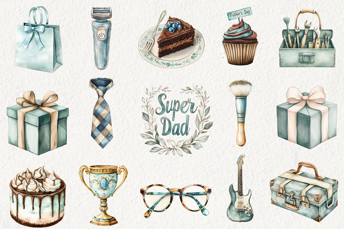 Happy Father's Day Clipart, an Illustration by NadiaTheronArt (Photo 2 of 5)