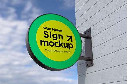 Round Wall Mount Sign Mockup, an Advertising Mockup by shahsoft