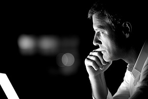Black and white side profile of man, a Business Photo by MistyDay