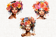 Watercolor Floral Girl Cliparts, a Person Illustration by Mash Mash Stickers (Thumbnail 5 of 9)