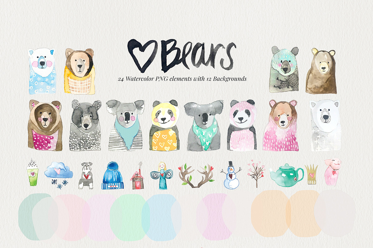 Bears Watercolor, an Illustration by iHeartStudio (Photo 3 of 4)