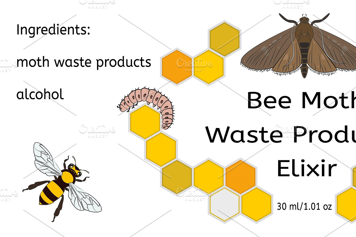 Bee / Wax Moth / Worm / Comb Vector, a Food Illustration by Watercolor ...