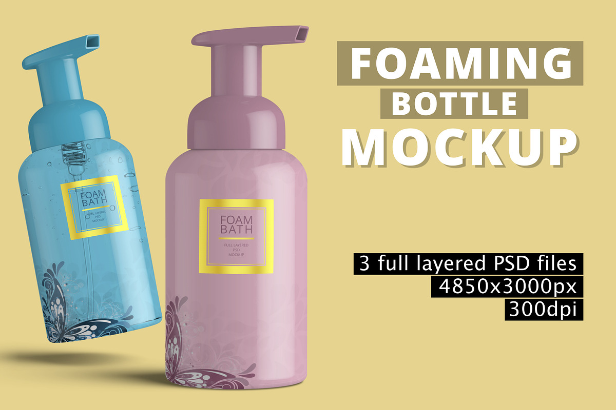 Foaming Soap Dispenser Bottle Mockup, a Cups & Container Mockup by Digitalphaser (Photo 1 of 8)