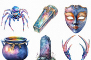 Watercolor Iridescent Halloween PNG, an Illustration by Craft Nest (Thumbnail 2 of 6)
