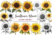 Watercolor Sunflower Bloom Clipart, a Seasonal Illustration by DreamArtGraphic (Thumbnail 1 of 4)