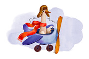 Watercolor Goose Pilot Clipart Set, a Transportation Illustration by the_myro (Thumbnail 5 of 6)
