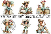 Western Birthday Cowgirl Clipart Set, a Seasonal Illustration by OK Design (Thumbnail 2 of 6)