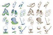 Golf Sketch Illustrations, a Background Graphic by Mona Monash (Thumbnail 3 of 9)
