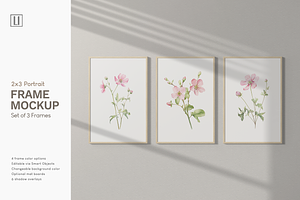 2x3 Portrait, 3 Frame Mockup