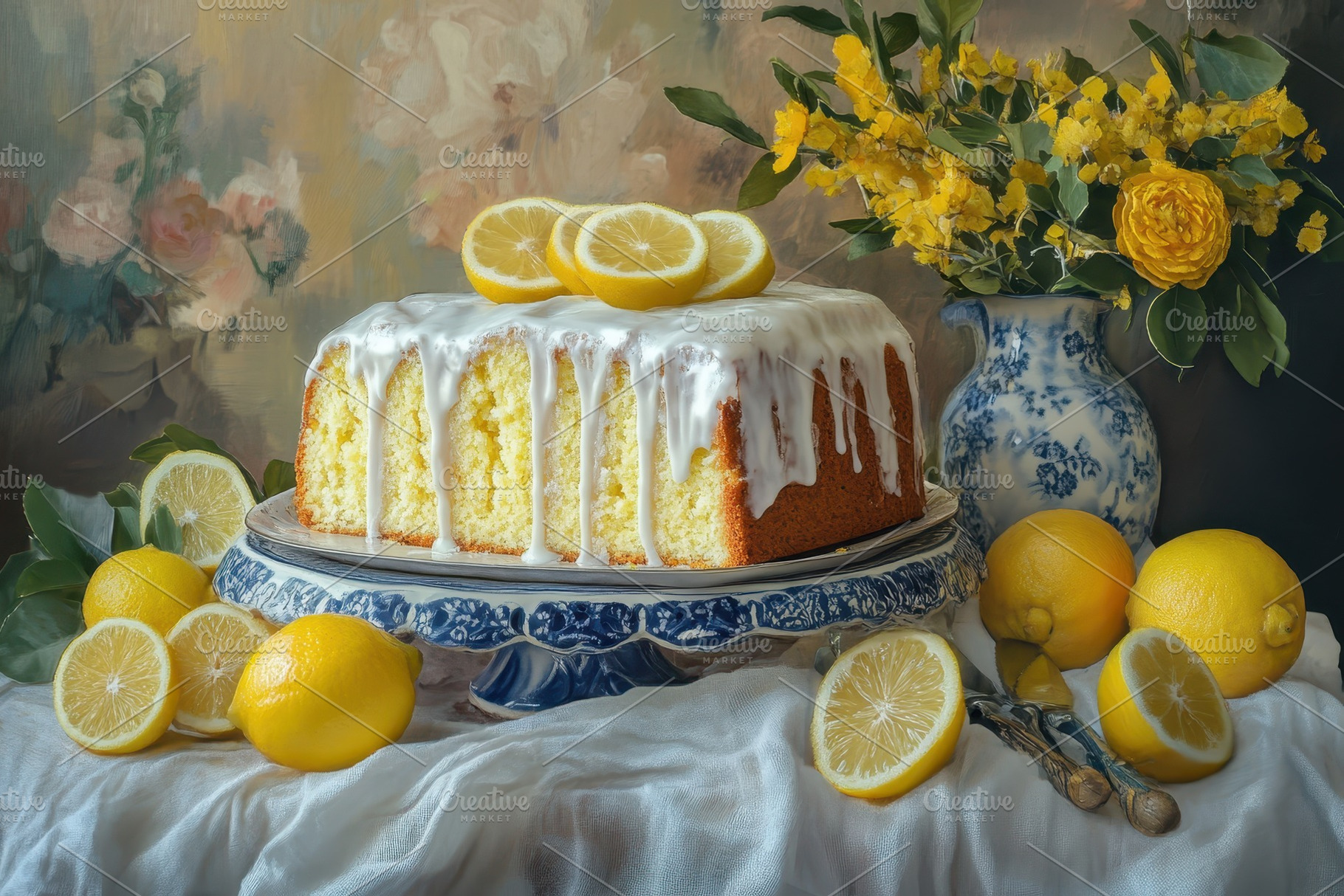 Classic lemon pound cake topped, a Photo by Pavel_design