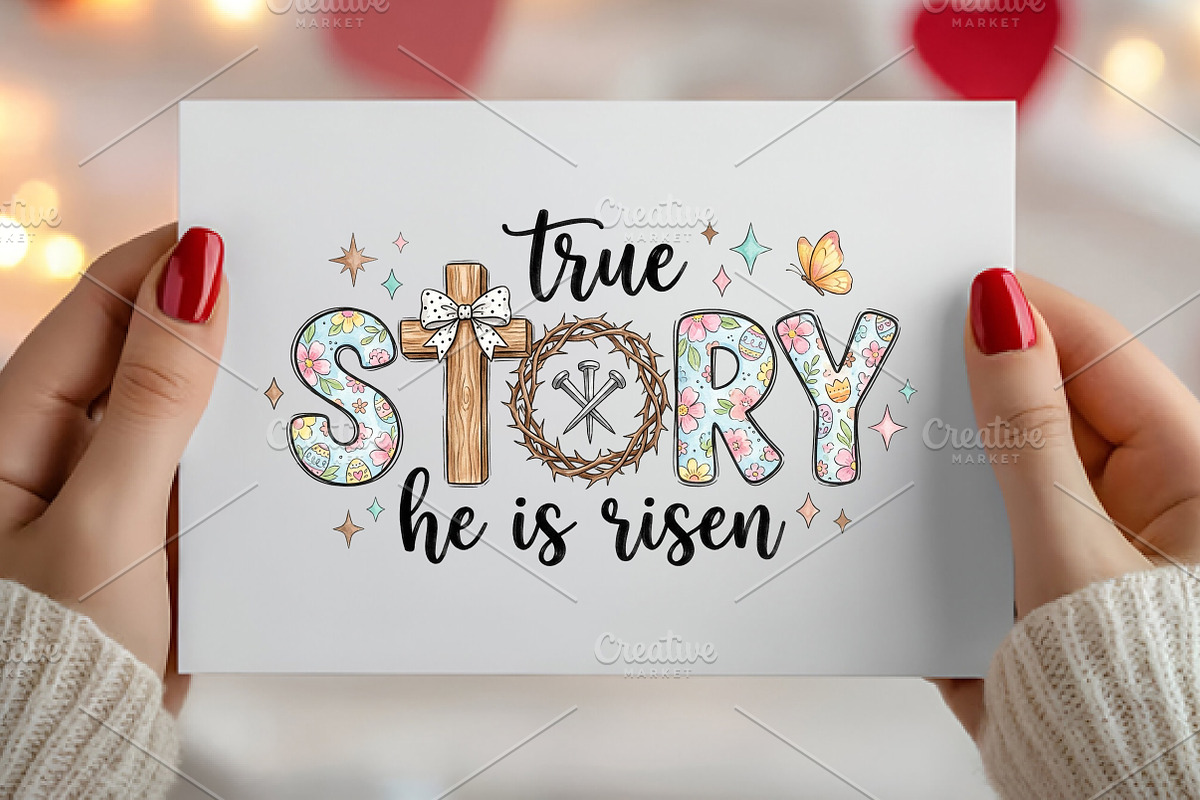 Retro True Story He Is Risen PNG, an Illustration by Canvas Craft (Photo 3 of 7)